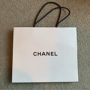Chanel Square Gift Bag Authentic White Black
